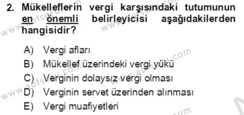 Vergi Planlaması Dersi 2021 - 2022 Yılı (Vize) Ara Sınavı 2. Soru