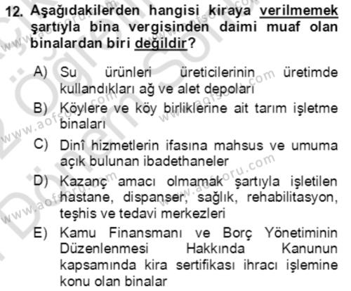 Vergi Planlaması Dersi 2021 - 2022 Yılı (Final) Dönem Sonu Sınavı 12. Soru