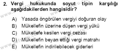 Vergi Planlaması Dersi 2021 - 2022 Yılı (Final) Dönem Sonu Sınavı 2. Soru