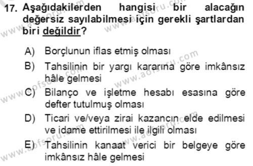 Vergi Planlaması Dersi 2021 - 2022 Yılı Yaz Okulu Sınavı 17. Soru