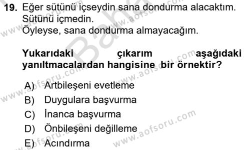 Klasik Mantık Dersi 2021 - 2022 Yılı (Final) Dönem Sonu Sınavı 19. Soru