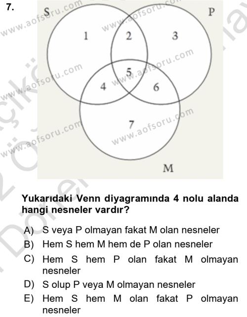 Klasik Mantık Dersi 2021 - 2022 Yılı (Final) Dönem Sonu Sınavı 7. Soru