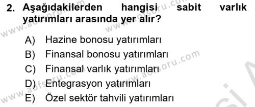 Menkul Kıymet Yatırımları Dersi 2021 - 2022 Yılı Yaz Okulu Sınavı 2. Soru