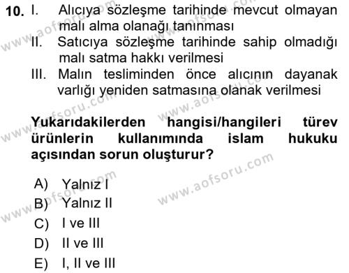 Menkul Kıymet Yatırımları Dersi 2022 - 2023 Yılı (Final) Dönem Sonu Sınavı 10. Soru