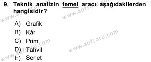 Menkul Kıymet Yatırımları Dersi 2022 - 2023 Yılı (Final) Dönem Sonu Sınavı 9. Soru