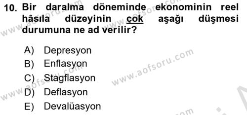 Menkul Kıymet Yatırımları Dersi 2023 - 2024 Yılı (Vize) Ara Sınavı 10. Soru