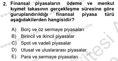 Menkul Kıymet Yatırımları Dersi 2023 - 2024 Yılı (Vize) Ara Sınavı 2. Soru