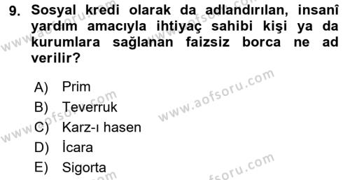 Menkul Kıymet Yatırımları Dersi 2023 - 2024 Yılı (Final) Dönem Sonu Sınavı 9. Soru