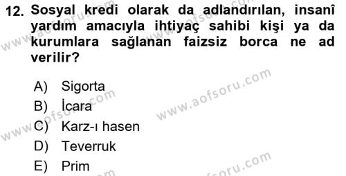 Menkul Kıymet Yatırımları Dersi 2023 - 2024 Yılı Yaz Okulu Sınavı 12. Soru