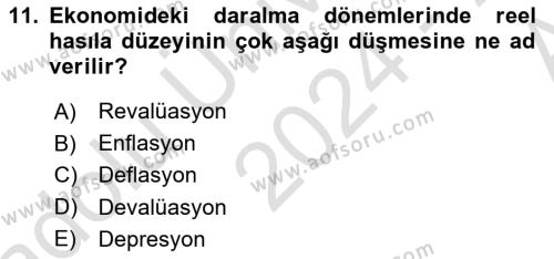 Menkul Kıymet Yatırımları Dersi 2024 - 2025 Yılı (Vize) Ara Sınavı 11. Soru