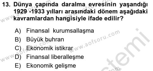 Menkul Kıymet Yatırımları Dersi 2024 - 2025 Yılı (Vize) Ara Sınavı 13. Soru