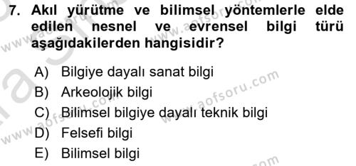 Menkul Kıymet Yatırımları Dersi 2024 - 2025 Yılı (Vize) Ara Sınavı 7. Soru