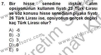 Türev Araçlar Dersi 2012 - 2013 Yılı (Final) Dönem Sonu Sınavı 7. Soru