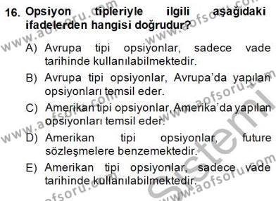 Türev Araçlar Dersi 2014 - 2015 Yılı (Vize) Ara Sınavı 16. Soru