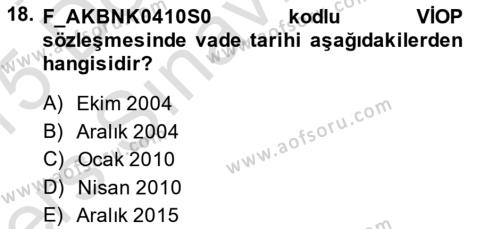 Türev Araçlar Dersi 2014 - 2015 Yılı Tek Ders Sınavı 18. Soru