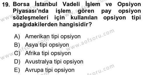 Türev Araçlar Dersi 2017 - 2018 Yılı 3 Ders Sınavı 19. Soru