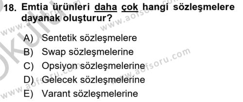 Türev Araçlar Dersi 2018 - 2019 Yılı Yaz Okulu Sınavı 18. Soru