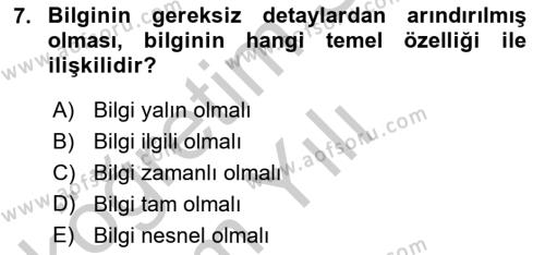 Ön Muhasebe Yazılımları Ve Kullanımı Dersi 2018 - 2019 Yılı Yaz Okulu Sınavı 7. Soru