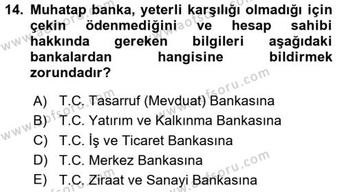 Ön Muhasebe Yazılımları Ve Kullanımı Dersi 2020 - 2021 Yılı Yaz Okulu Sınavı 14. Soru