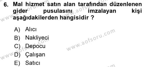 Ön Muhasebe Yazılımları Ve Kullanımı Dersi 2020 - 2021 Yılı Yaz Okulu Sınavı 6. Soru