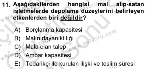 Ön Muhasebe Yazılımları Ve Kullanımı Dersi 2021 - 2022 Yılı (Final) Dönem Sonu Sınavı 11. Soru