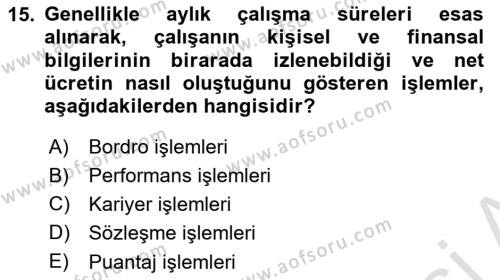 Ön Muhasebe Yazılımları Ve Kullanımı Dersi 2021 - 2022 Yılı (Final) Dönem Sonu Sınavı 15. Soru