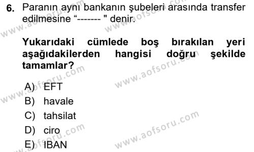 Ön Muhasebe Yazılımları Ve Kullanımı Dersi 2021 - 2022 Yılı (Final) Dönem Sonu Sınavı 6. Soru