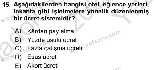 Ön Muhasebe Yazılımları Ve Kullanımı Dersi 2021 - 2022 Yılı Yaz Okulu Sınavı 15. Soru