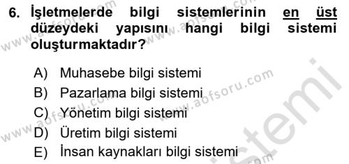 Ön Muhasebe Yazılımları Ve Kullanımı Dersi 2021 - 2022 Yılı Yaz Okulu Sınavı 6. Soru