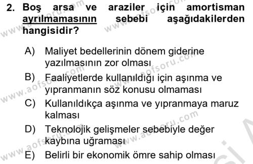 Genel Muhasebe 2 Dersi 2021 - 2022 Yılı (Vize) Ara Sınavı 2. Soru