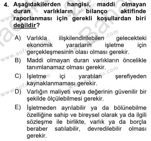 Genel Muhasebe 2 Dersi 2021 - 2022 Yılı (Vize) Ara Sınavı 4. Soru