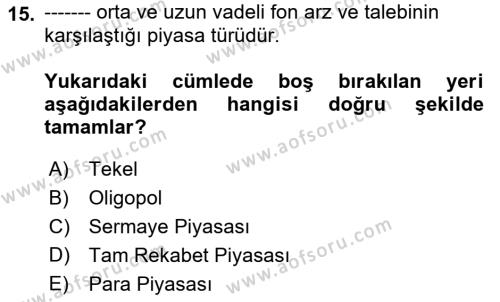 Genel Muhasebe 2 Dersi 2021 - 2022 Yılı Yaz Okulu Sınavı 15. Soru