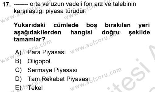 Genel Muhasebe 2 Dersi 2023 - 2024 Yılı Yaz Okulu Sınavı 17. Soru