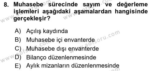 Envanter ve Bilanço Dersi 2023 - 2024 Yılı (Vize) Ara Sınavı 8. Soru