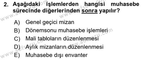 Envanter ve Bilanço Dersi 2023 - 2024 Yılı (Final) Dönem Sonu Sınavı 2. Soru