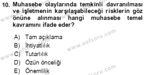 Dış Ticaret İşlemlerinin Muhasebeleştirilmesi Dersi 2018 - 2019 Yılı 3 Ders Sınavı 10. Soru