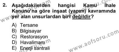 İnşaat ve Gayrimenkul Muhasebesi Dersi 2012 - 2013 Yılı (Vize) Ara Sınavı 2. Soru