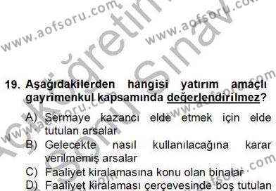 İnşaat ve Gayrimenkul Muhasebesi Dersi 2012 - 2013 Yılı (Final) Dönem Sonu Sınavı 6. Soru