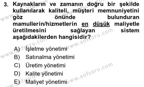 İnşaat ve Gayrimenkul Muhasebesi Dersi 2023 - 2024 Yılı (Vize) Ara Sınavı 3. Soru