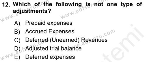 Accounting 1 Dersi 2018 - 2019 Yılı (Vize) Ara Sınavı 12. Soru