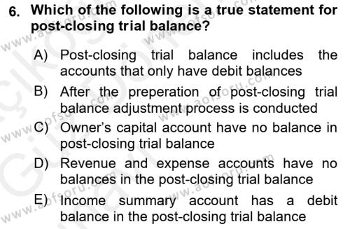 Accounting 1 Dersi 2018 - 2019 Yılı (Vize) Ara Sınavı 6. Soru
