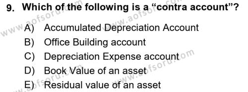 Accounting 1 Dersi 2018 - 2019 Yılı (Vize) Ara Sınavı 9. Soru