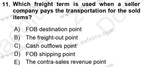 Accounting 1 Dersi 2018 - 2019 Yılı (Final) Dönem Sonu Sınavı 11. Soru