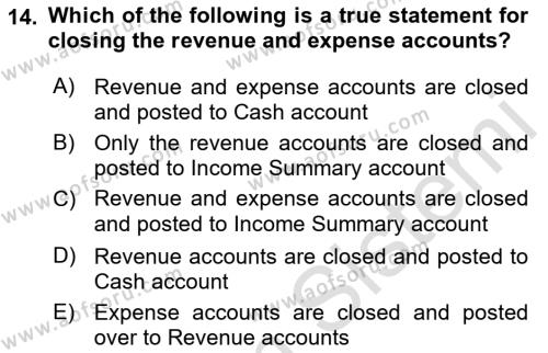 Accounting 1 Dersi 2019 - 2020 Yılı (Vize) Ara Sınavı 14. Soru