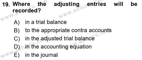 Accounting 1 Dersi 2019 - 2020 Yılı (Vize) Ara Sınavı 19. Soru