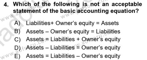 Accounting 1 Dersi 2019 - 2020 Yılı (Vize) Ara Sınavı 4. Soru