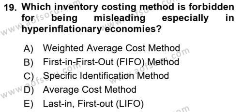 Accounting 1 Dersi 2019 - 2020 Yılı (Final) Dönem Sonu Sınavı 19. Soru