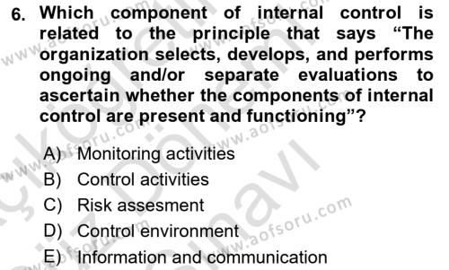 Accounting 1 Dersi 2019 - 2020 Yılı (Final) Dönem Sonu Sınavı 6. Soru