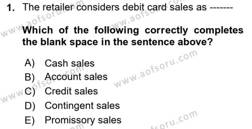 Accounting 1 Dersi 2020 - 2021 Yılı Yaz Okulu Sınavı 1. Soru