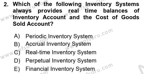 Accounting 1 Dersi 2020 - 2021 Yılı Yaz Okulu Sınavı 2. Soru